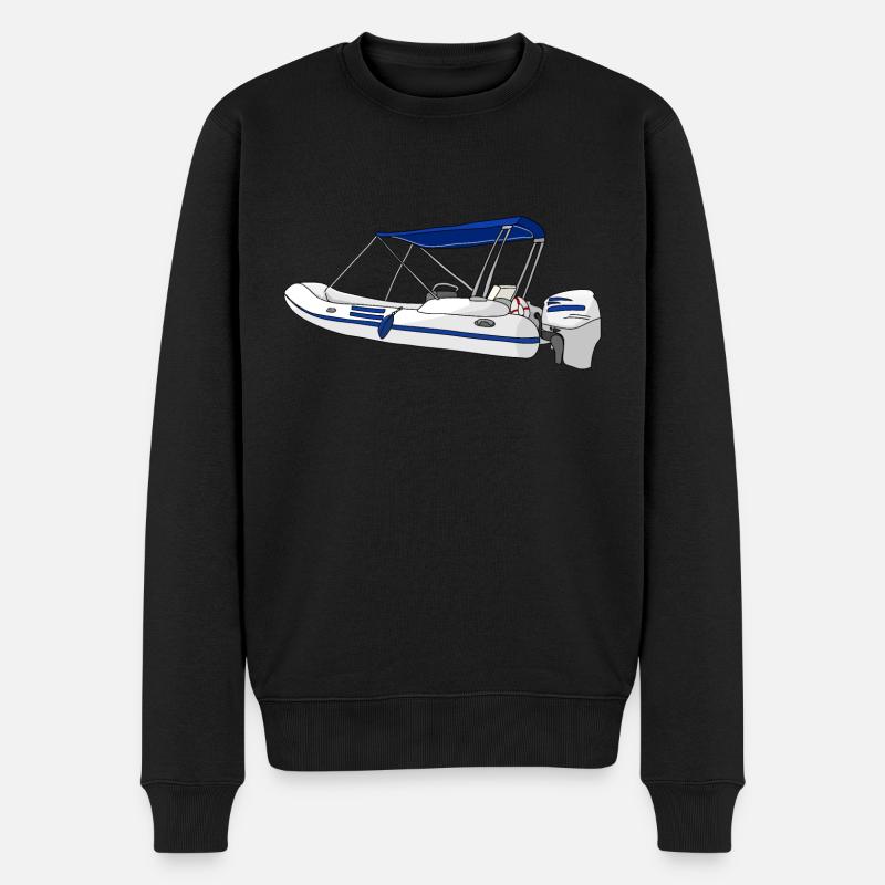 Boot Motorboot Schlauchboot - Männer Premium Bio Pullover - Schwarz