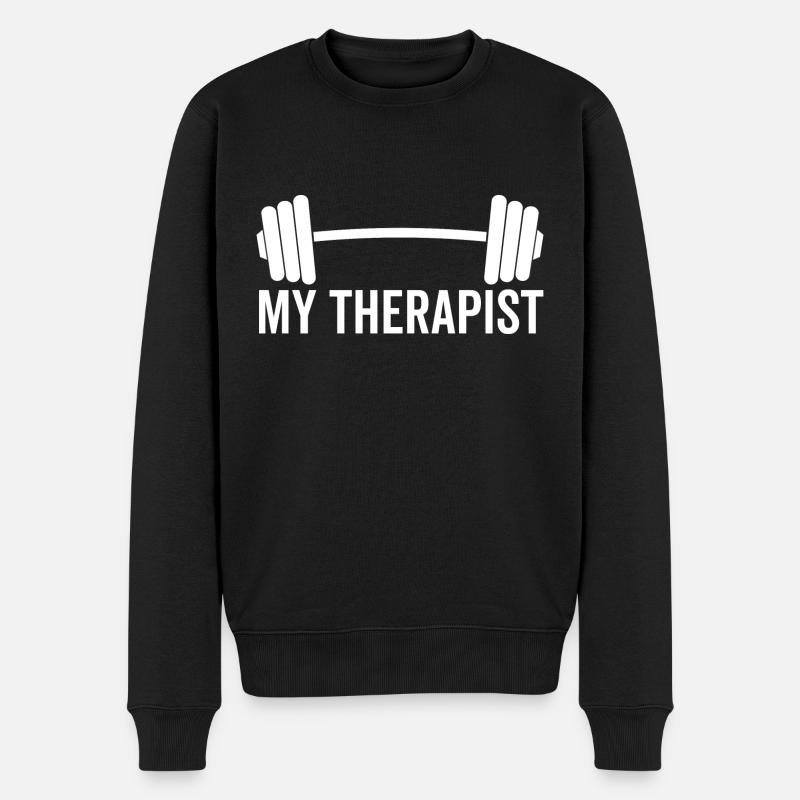Langhantel Mein Therapeut - Männer Premium Bio Pullover - Schwarz