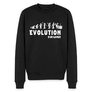 Évolution d'un gamer geek cadeau - Pull Premium bio Homme - noir - Devant - Nico (187cm)