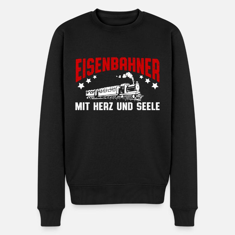 Eisenbahner mit Herz und Seele Modellbau - Männer Premium Bio Pullover - Schwarz