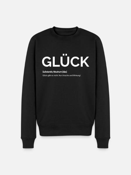 Glück - Männer Premium Bio Pullover - Schwarz