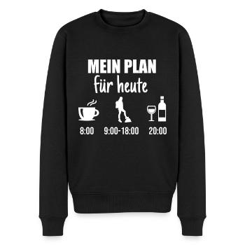 Mein Plan Wandern Bergsteigen | Hiking Wein Spruch - Männer Premium Bio Pullover - Schwarz - Vorne - Nico (187cm)