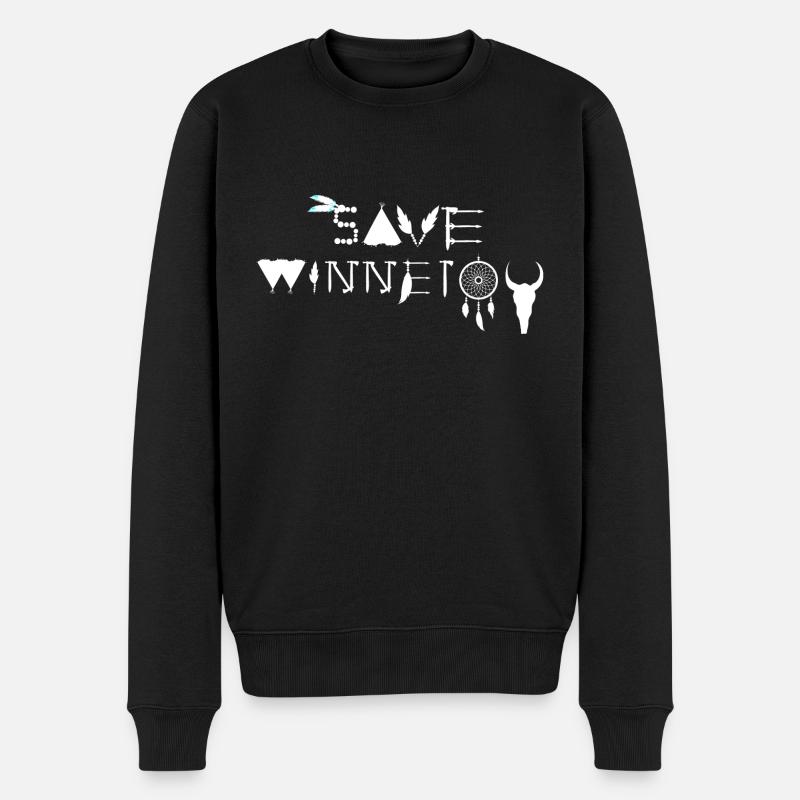sauver winnetou,winnetou,indien,plumes,attrape-rêves - Pull Premium bio Homme - noir