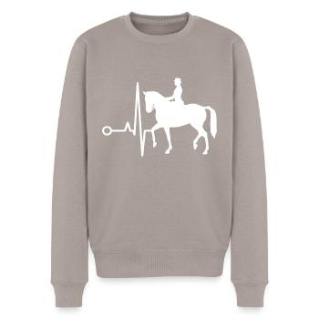 Dressur Dressurreiten Dressurreiter Reiten Pferd - Männer Premium Bio Pullover - Taupe - Vorne - Nico (187cm)