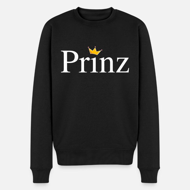 Prinz mit Krone - Männer Premium Bio Pullover - Schwarz