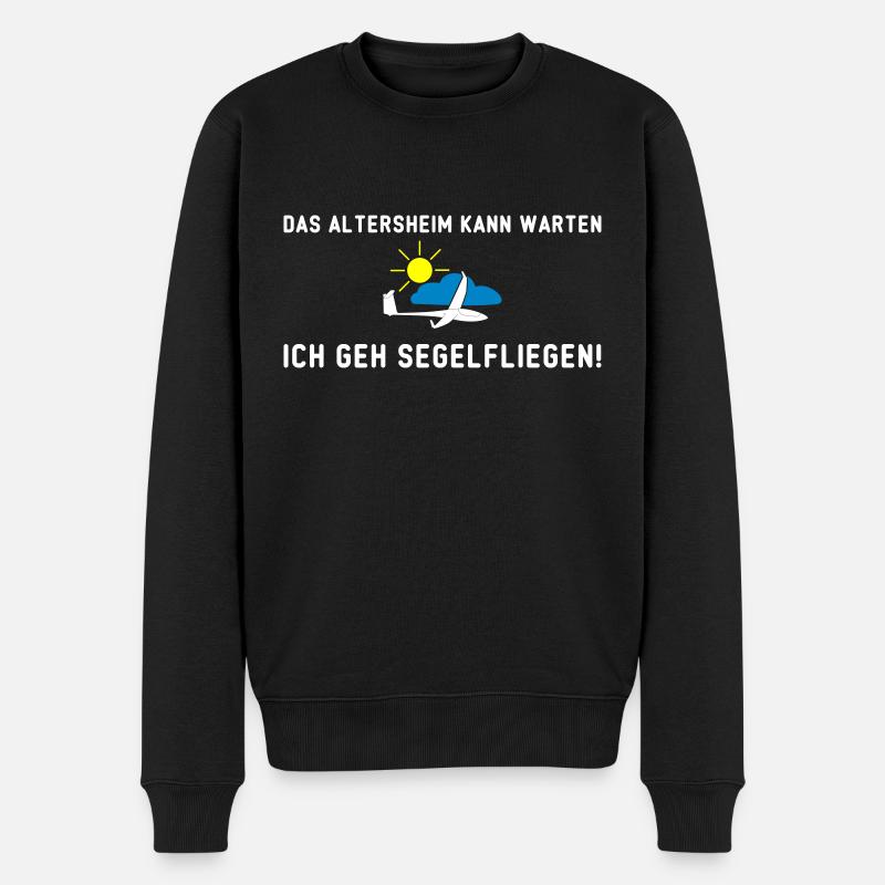Altersheim Segelflieger lustig Pilot Flieschens - Männer Premium Bio Pullover - Schwarz