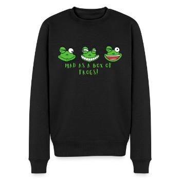 Verrückt wie eine Schachtel Frösche lustig - Männer Premium Bio Pullover - Schwarz - Vorne - Nico (187cm)