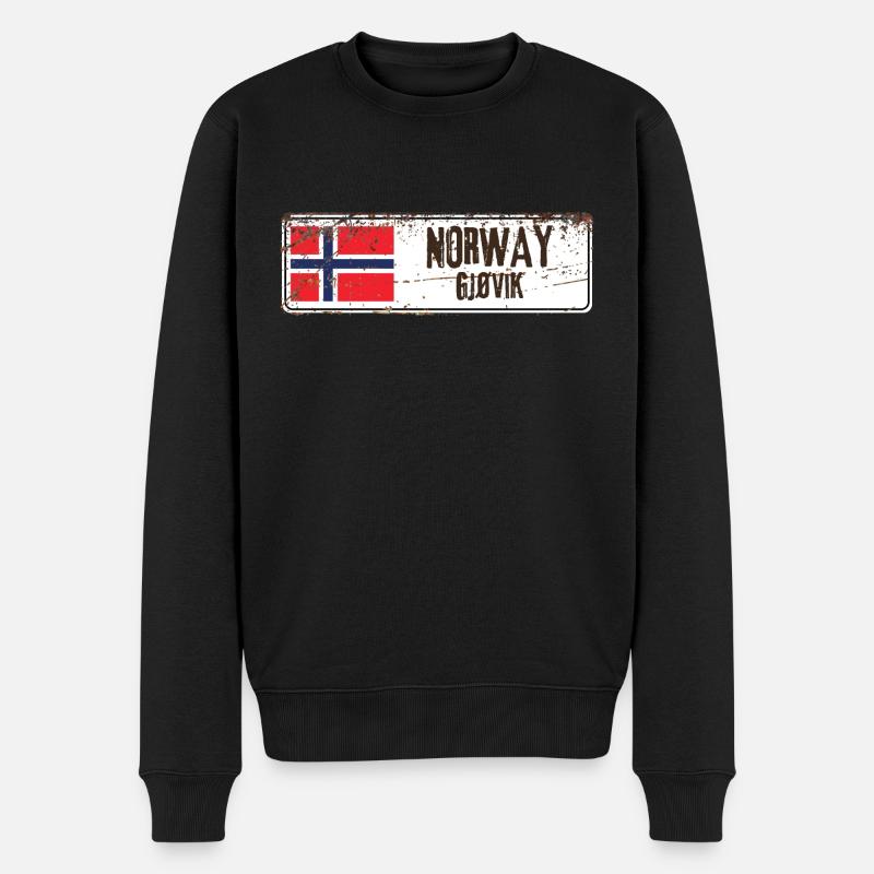 Gjøvik Norvège Drapeau - Pull Premium bio Homme - noir