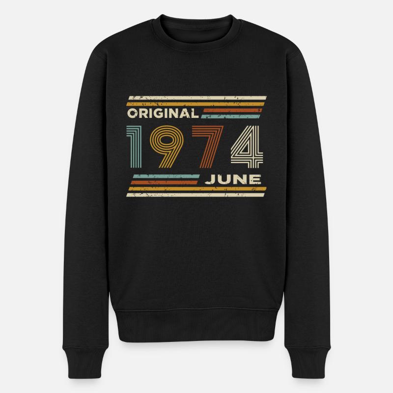 50 Geburtstag Juni 1974 Vintage Original Retro - Männer Premium Bio Pullover - Schwarz