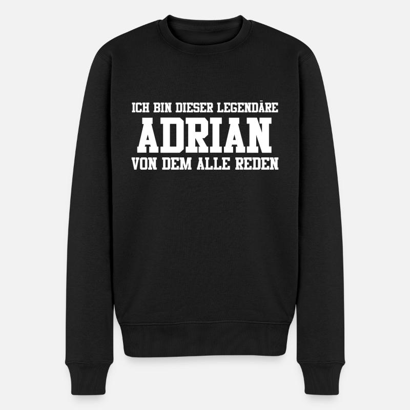 Adrian Name Design - Männer Premium Bio Pullover - Schwarz