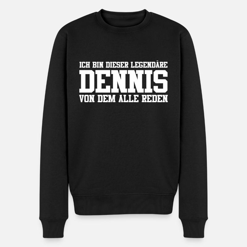 Dennis Name Design - Männer Premium Bio Pullover - Schwarz