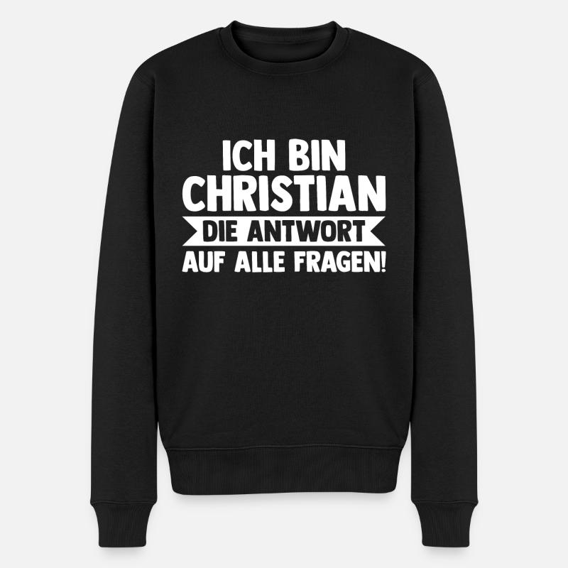 Prénom Chris Christian - Pull Premium bio Homme - noir