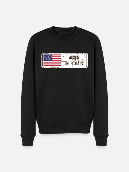 Austin Drapeau des États-Unis - Pull Premium bio Homme - noir