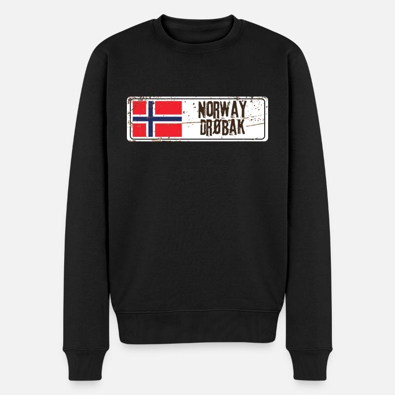 Drøbak Norwegen Flagge - Männer Premium Bio Pullover - Schwarz