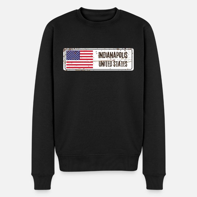 Indianapolis Drapeau des États-Unis - Pull Premium bio Homme - noir