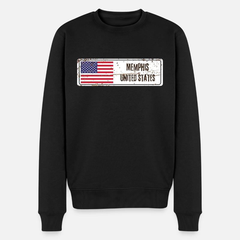 Memphis Flagge der Vereinigten Staaten - Männer Premium Bio Pullover - Schwarz