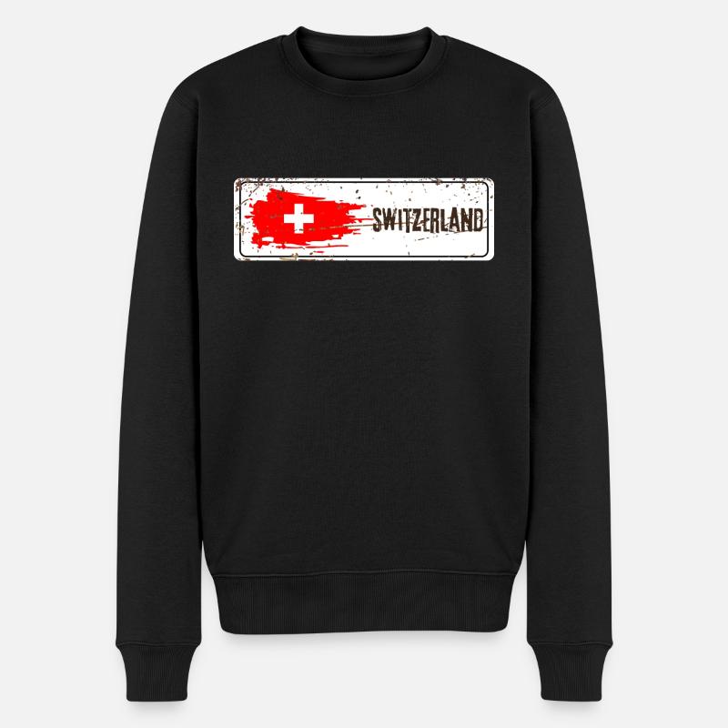 Schweiz - Männer Premium Bio Pullover - Schwarz