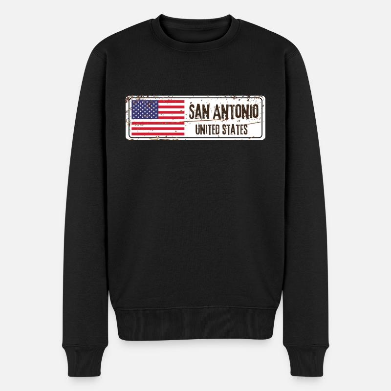San Antonio Flagge - Männer Premium Bio Pullover - Schwarz