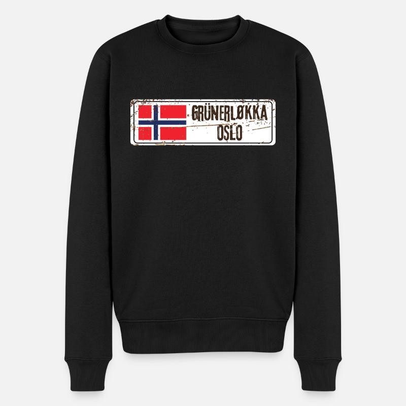 Grunerlokka Oslo - Männer Premium Bio Pullover - Schwarz