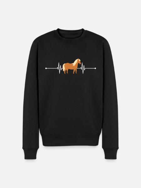 Islandske heste islandske pony ridning hjerteslag - Økologisk premium-sweatshirt til mænd - sort