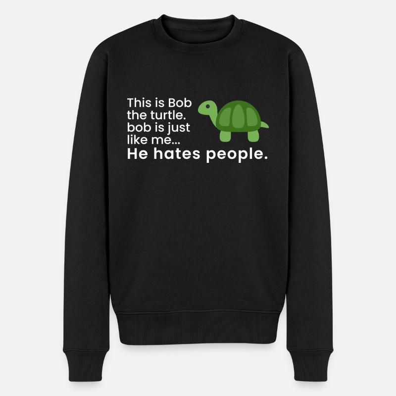 Bob die Schildkröte - Männer Premium Bio Pullover - Schwarz