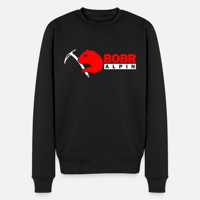 Bobr Alpin Logo Hell - Männer Premium Bio Pullover - Schwarz