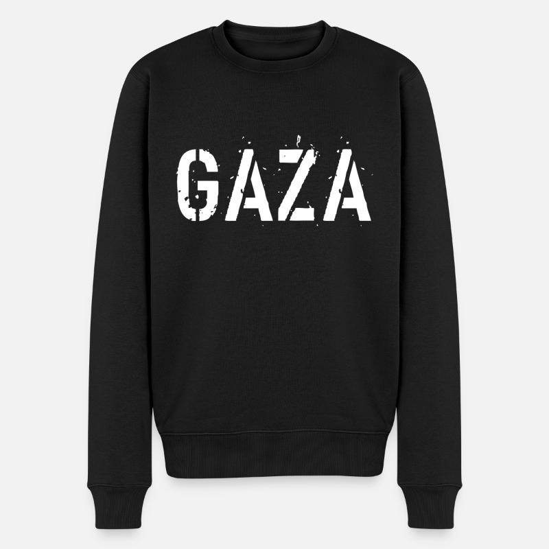 GAZA - Männer Premium Bio Pullover - Schwarz