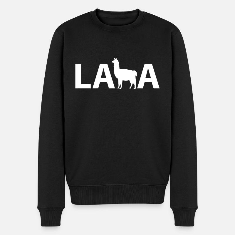 Lama - Silhouette - Männer Premium Bio Pullover - Schwarz