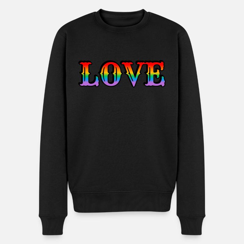 Retro Regenbogen Liebe - Männer Premium Bio Pullover - Schwarz