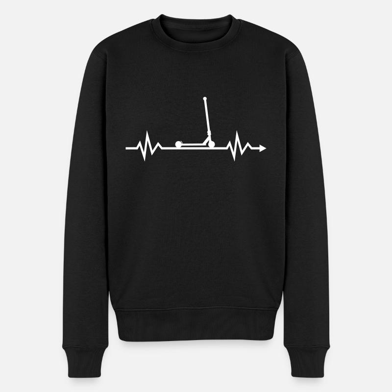 Herzschlag Stunt Scooter - Roller Puls Geschenk - Männer Premium Bio Pullover - Schwarz
