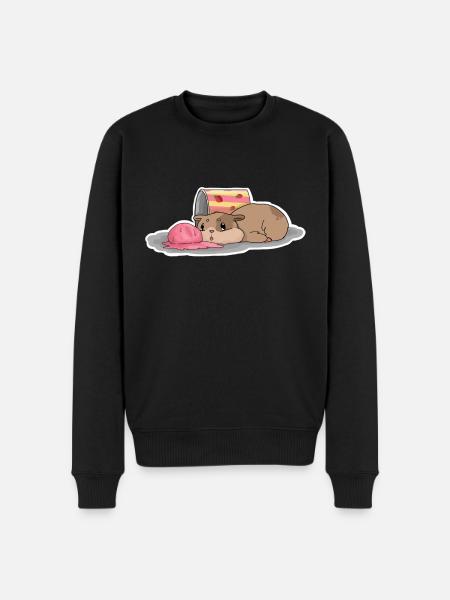 Hamster Erdbeer-Eiscreme - Männer Premium Bio Pullover - Schwarz