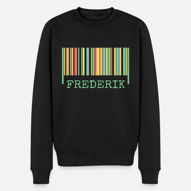 Strichcode Frederik - Männer Premium Bio Pullover - Schwarz