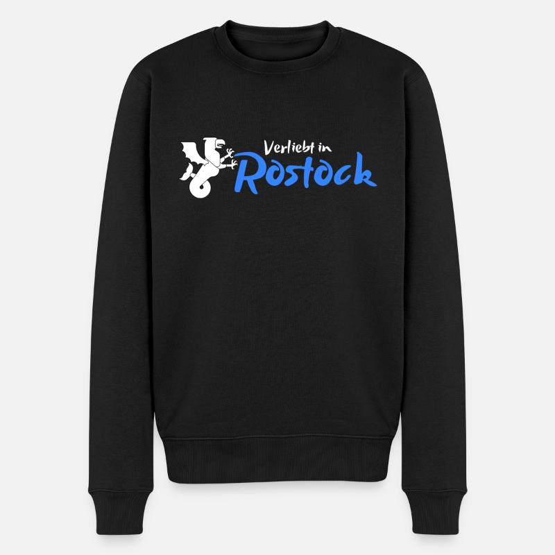 Verliebt in Rostock - Männer Premium Bio Pullover - Schwarz