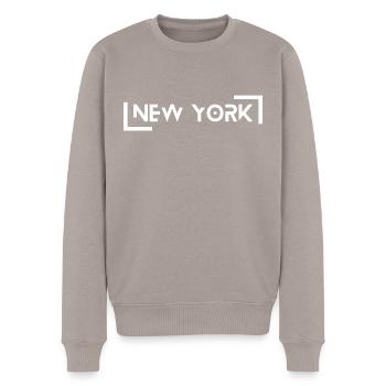 New York - Männer Premium Bio Pullover - Taupe - Vorne - Nico (187cm)