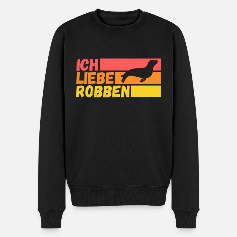 Seehund Seelöwe Robbe - Männer Premium Bio Pullover - Schwarz