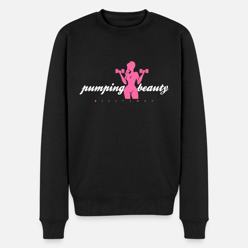 pumping beauty pink - Männer Premium Bio Pullover - Schwarz