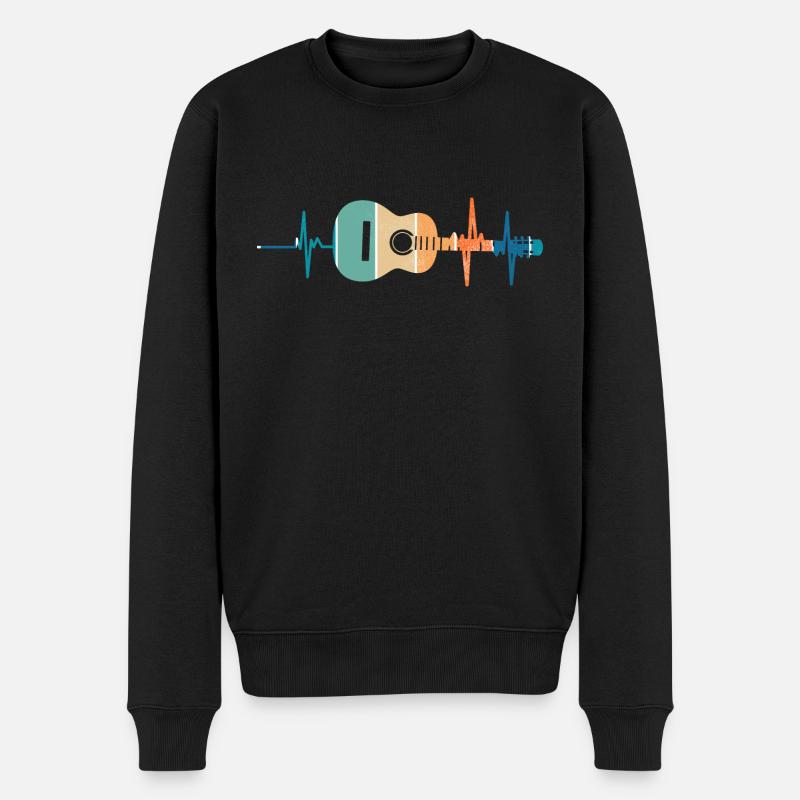 Heartbeat Gitarre - Männer Premium Bio Pullover - Schwarz