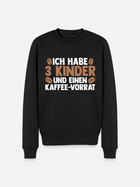 Mama Von 3 Kindern Kaffe - Männer Premium Bio Pullover - Schwarz