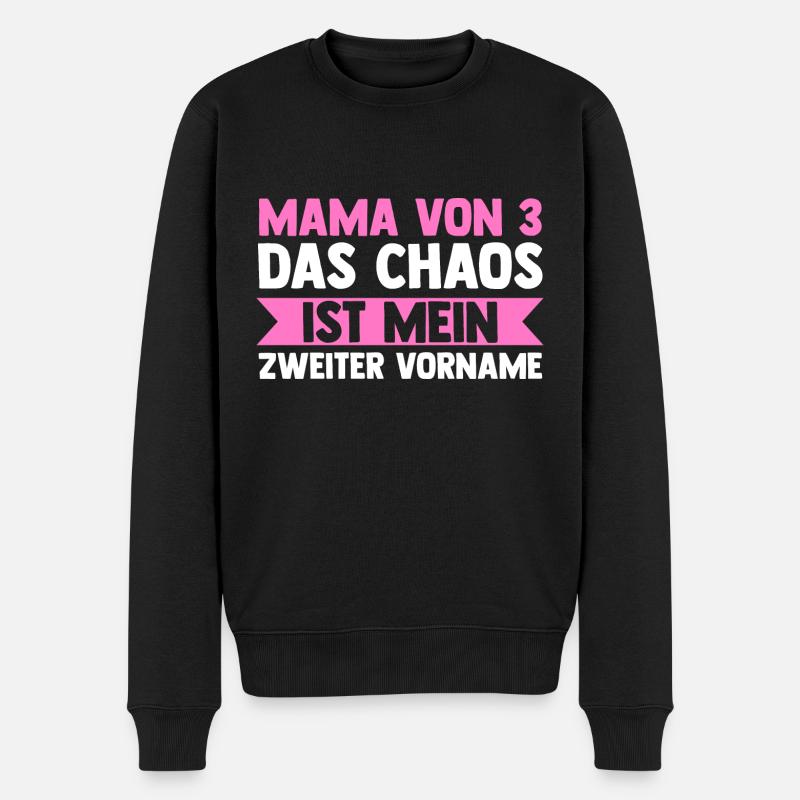 Mama Von 3 Kindern - Männer Premium Bio Pullover - Schwarz