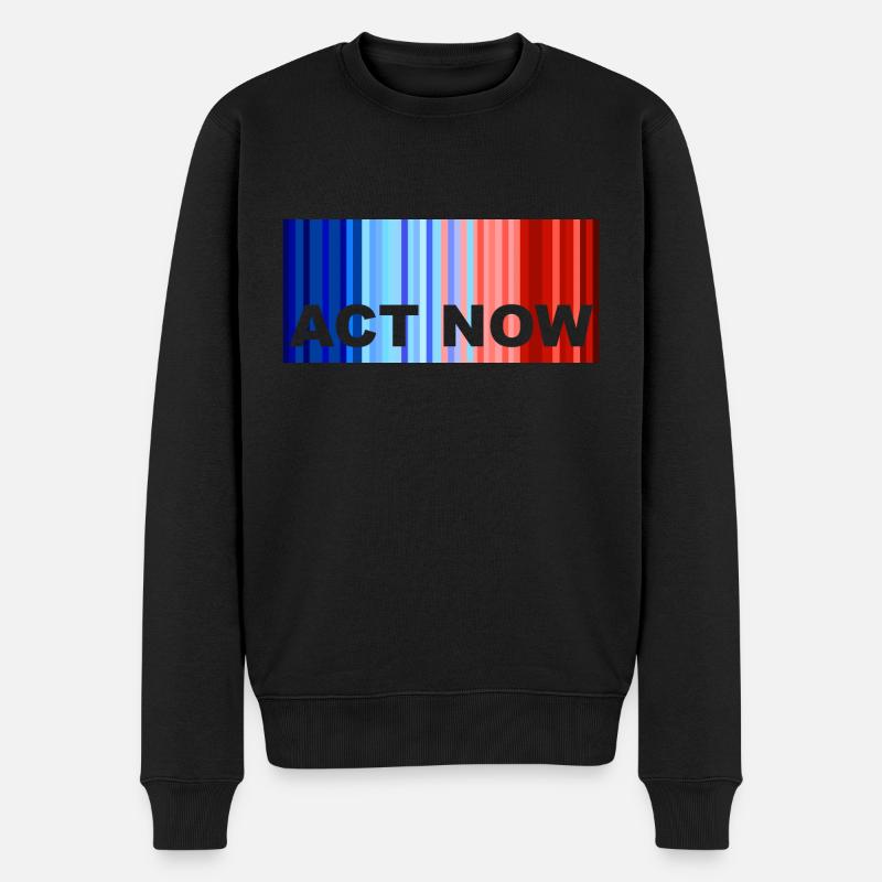 ActNow Klimawandel - Männer Premium Bio Pullover - Schwarz