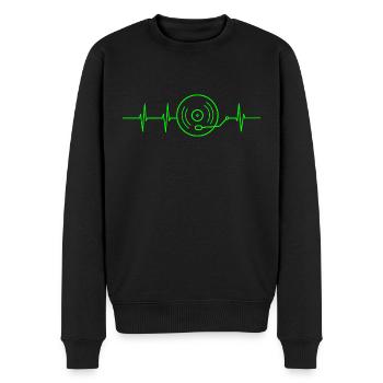 Plattenspieler Herzfrequenz - Männer Premium Bio Pullover - Schwarz - Vorne - Nico (187cm)