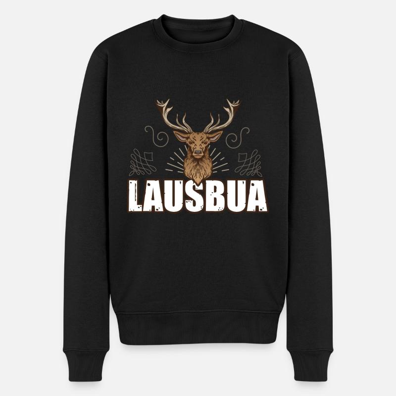 Lausbua Hirsch Lederhosen - Männer Premium Bio Pullover - Schwarz