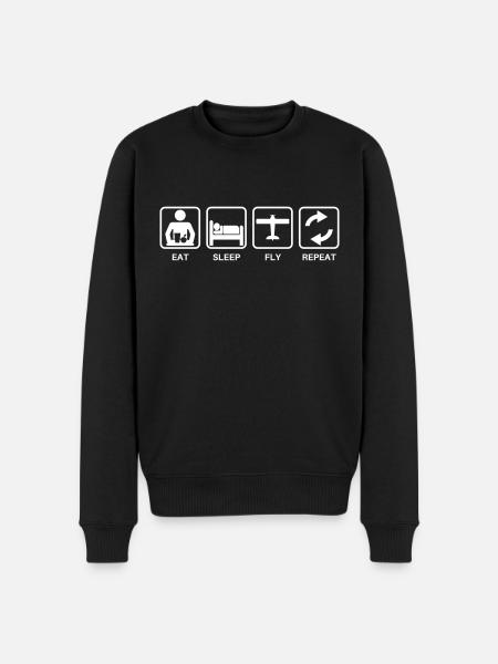 Eat sleap fly repeat - Men's Premium Organic Jumper - black