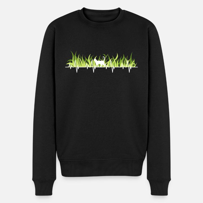 Katze Herzschlag Katzenhalter - Männer Premium Bio Pullover - Schwarz
