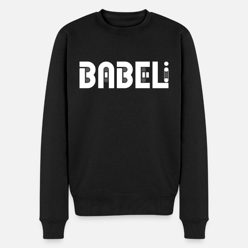 Babeli Logo BLANC - Pull Premium bio Homme - noir