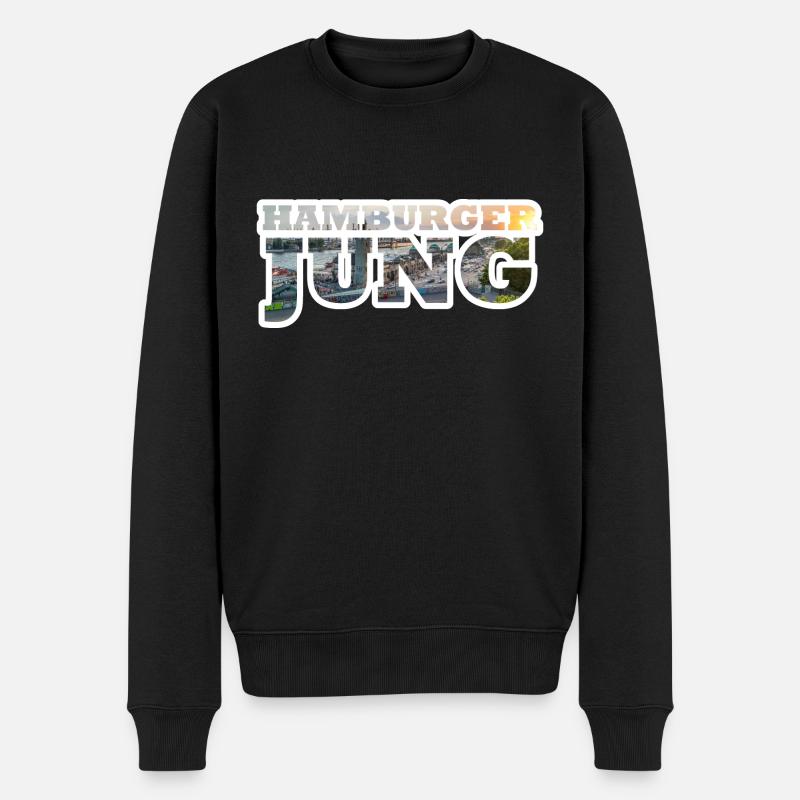 HamburgerJung - Männer Premium Bio Pullover - Schwarz