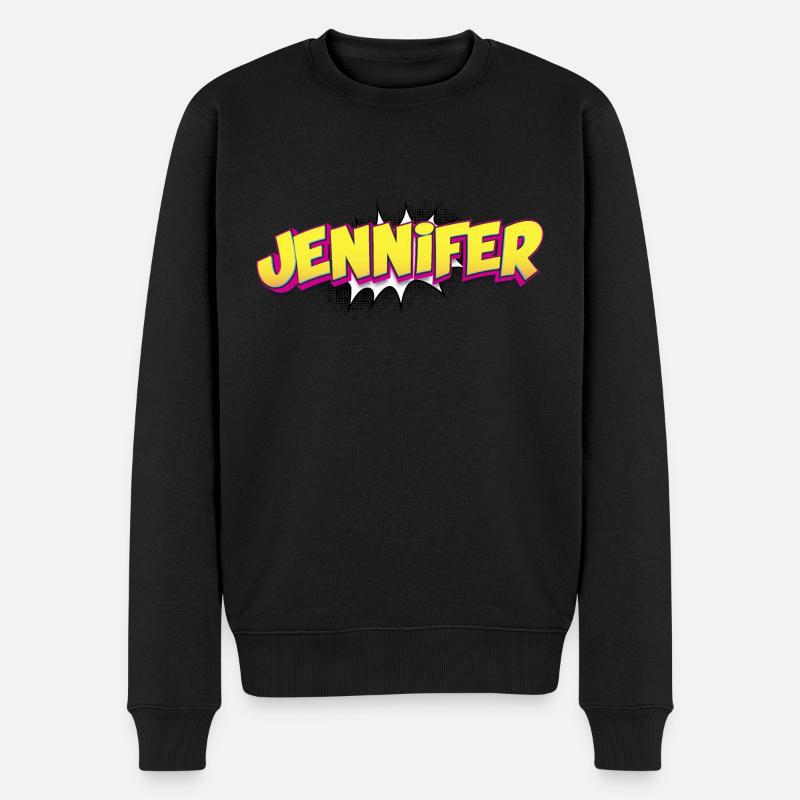Jennifer Benutzerdefinierter Name Comic-Stil Pop-Art, - Männer Premium Bio Pullover - Schwarz