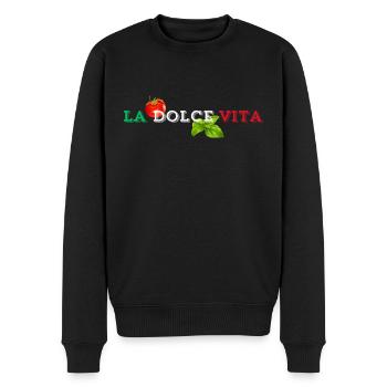 La Dolce Vita - Das süße Leben - Männer Premium Bio Pullover - Schwarz - Vorne - Nico (187cm)