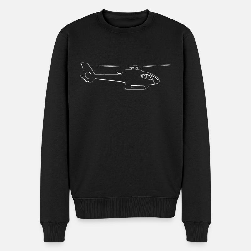 Helikopter Vintage Hubschrauber Silhouette - Männer Premium Bio Pullover - Schwarz