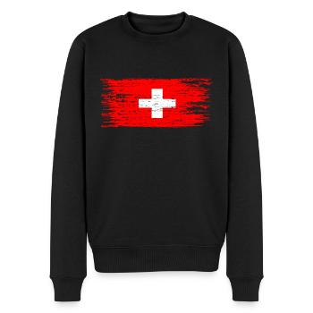 Schweiz Flagge - Männer Premium Bio Pullover - Schwarz - Vorne - Nico (187cm)